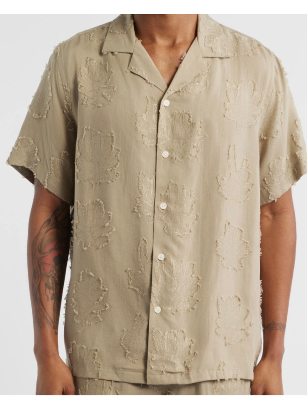 Men's OAS Palmoza Rocco Camp Casual Button Down Shirt Size L Brown